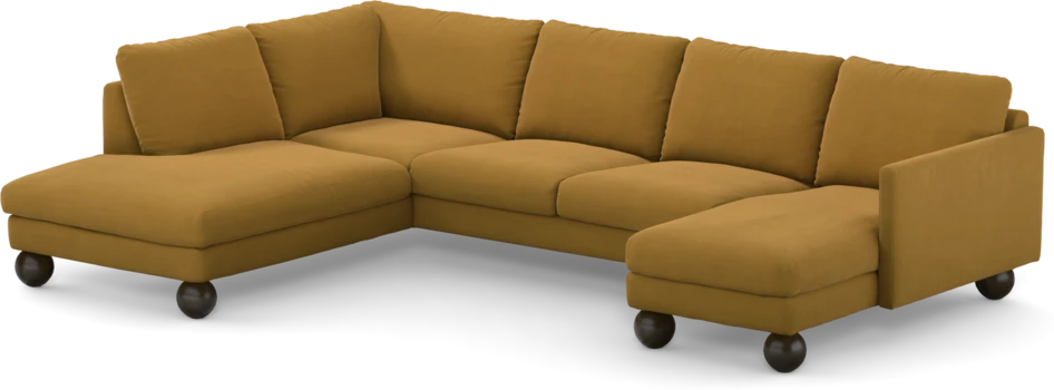 Madison - 2-sits soffa med divan vänster och schäslong höger - Gul