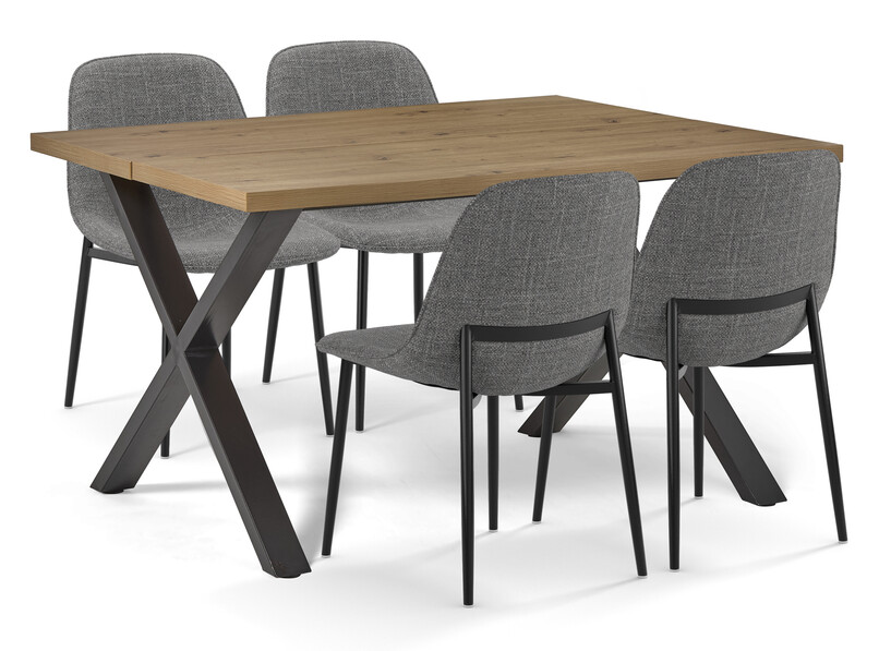 Veneto - Matgrupp med 4 stolar Melic - Grå