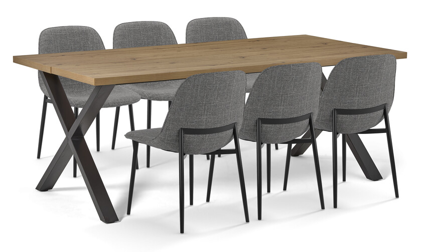 Veneto - Matgrupp med 6 stolar Melic - Grå