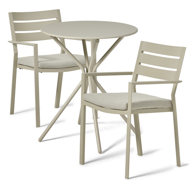 Callisto/Arrow - Utegrupp med bord och 2 karmstolar - Beige