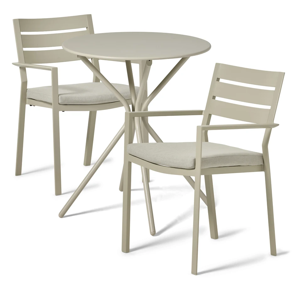 Callisto/Arrow - Utegrupp med bord och 2 karmstolar - Beige