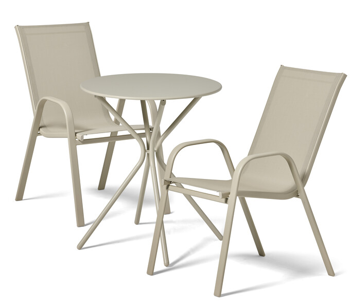 Callisto - Utegrupp med bord och 2 karmstolar - Beige