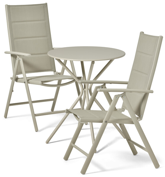 Callisto/Lazio - Utegrupp med bord och 2 positionsstolar - Beige