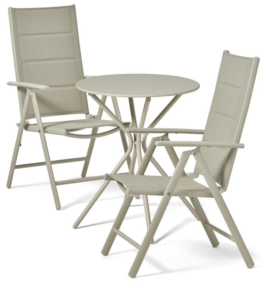 Callisto/Lazio - Utegrupp med bord och 2 positionsstolar - Beige
