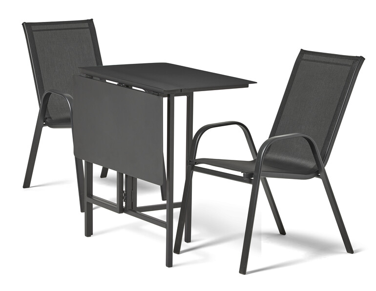 Caddy/Callisto - Utegrupp med bord och 2 karmstolar - Svart