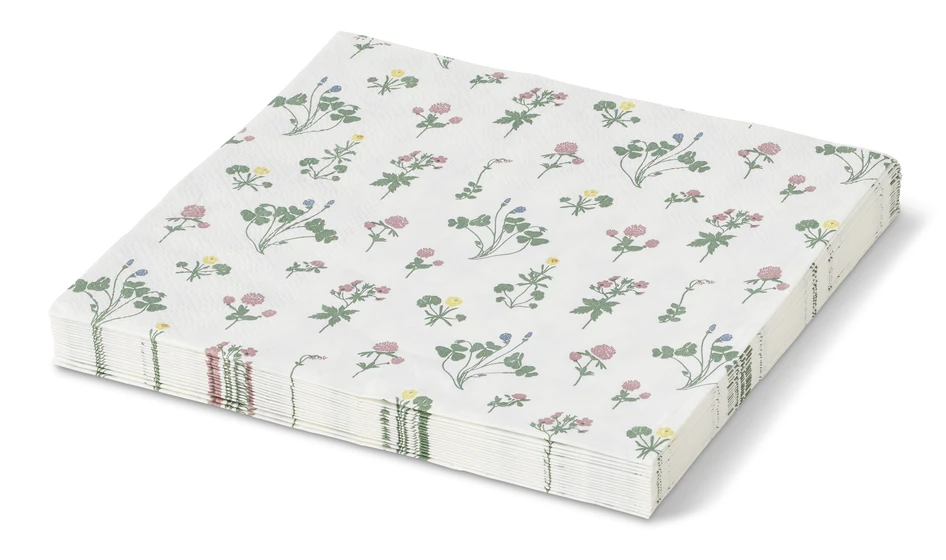 Ängsblom - Servett, 33x33 cm, 20-pack - Vit