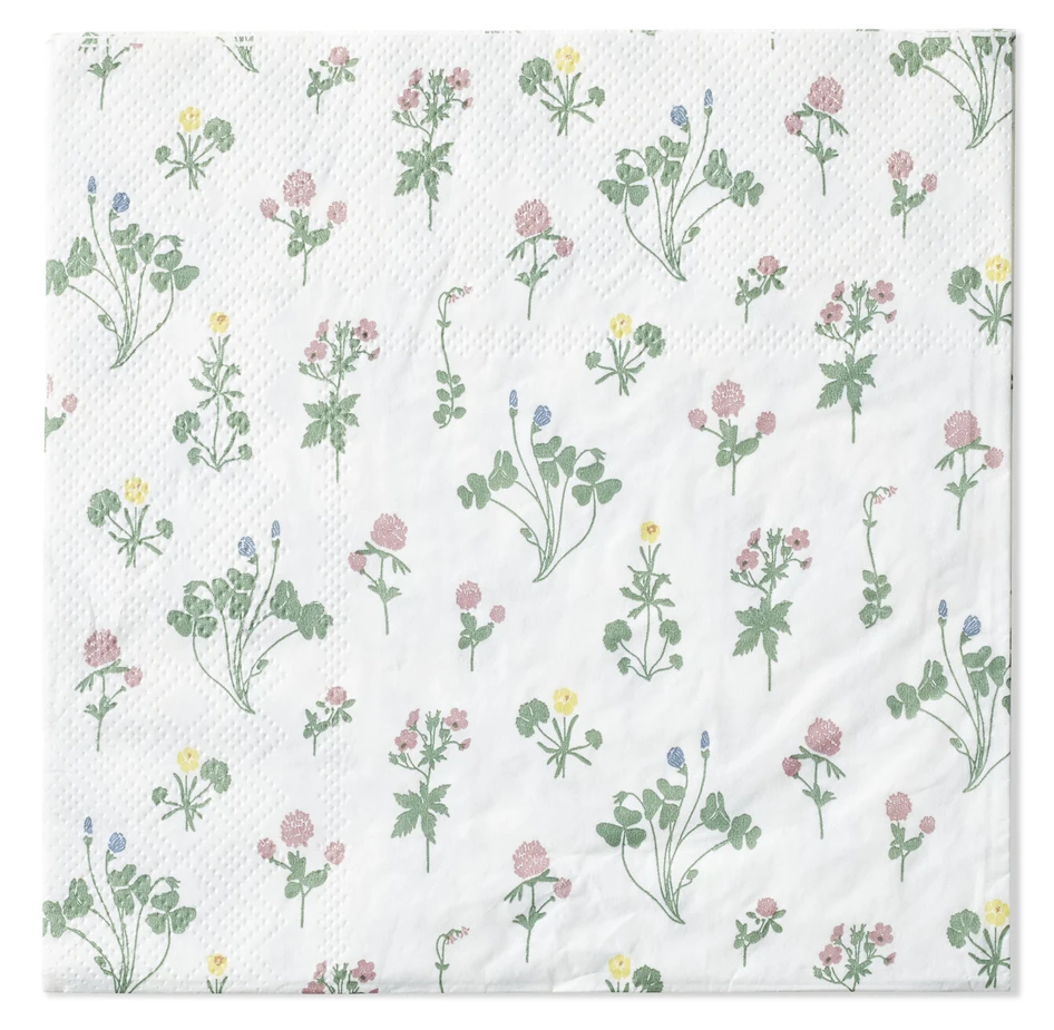 Ängsblom - Servett, 33x33 cm, 20-pack - Vit