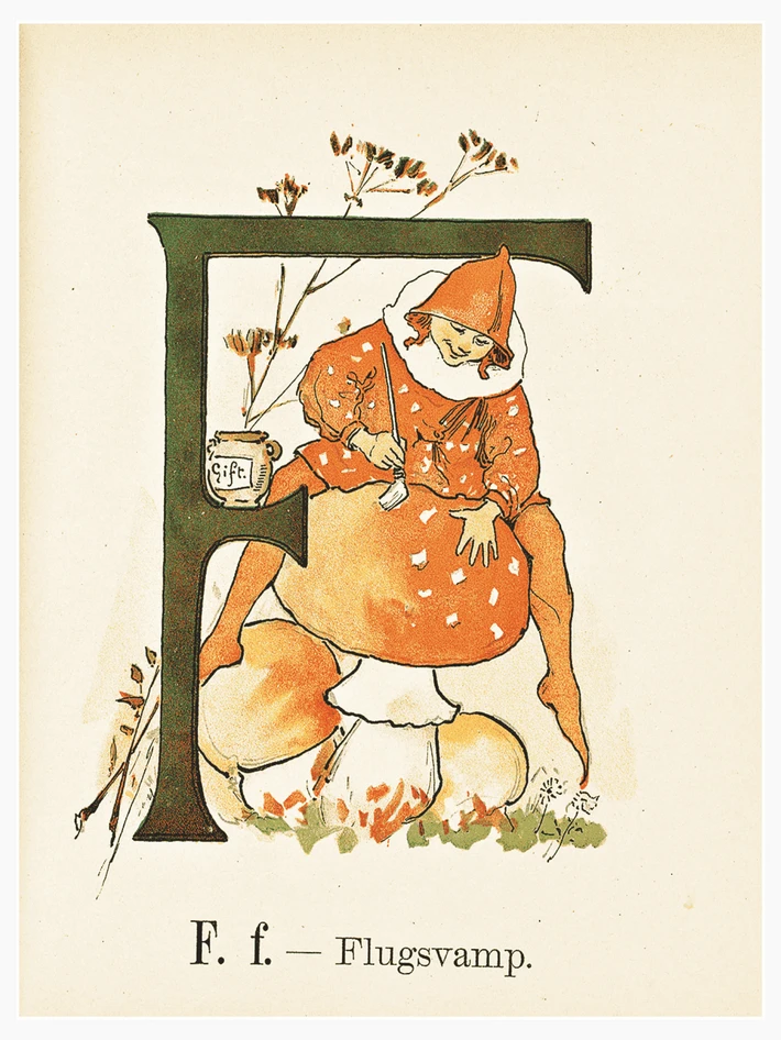 Prinsarnes blomsteralfabet - F - Poster