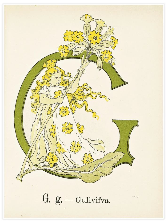 Prinsarnes blomsteralfabet - G - Poster