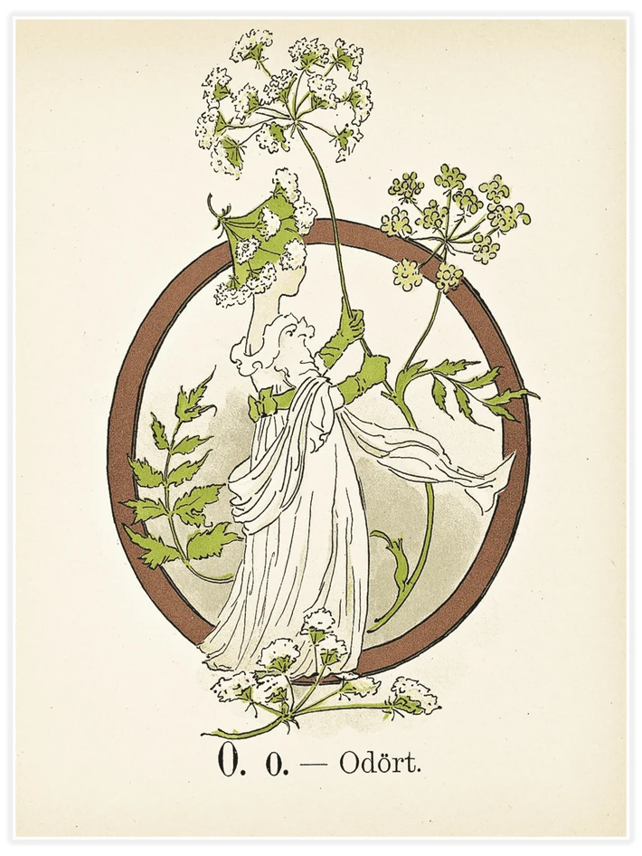 Prinsarnes blomsteralfabet - O - Poster