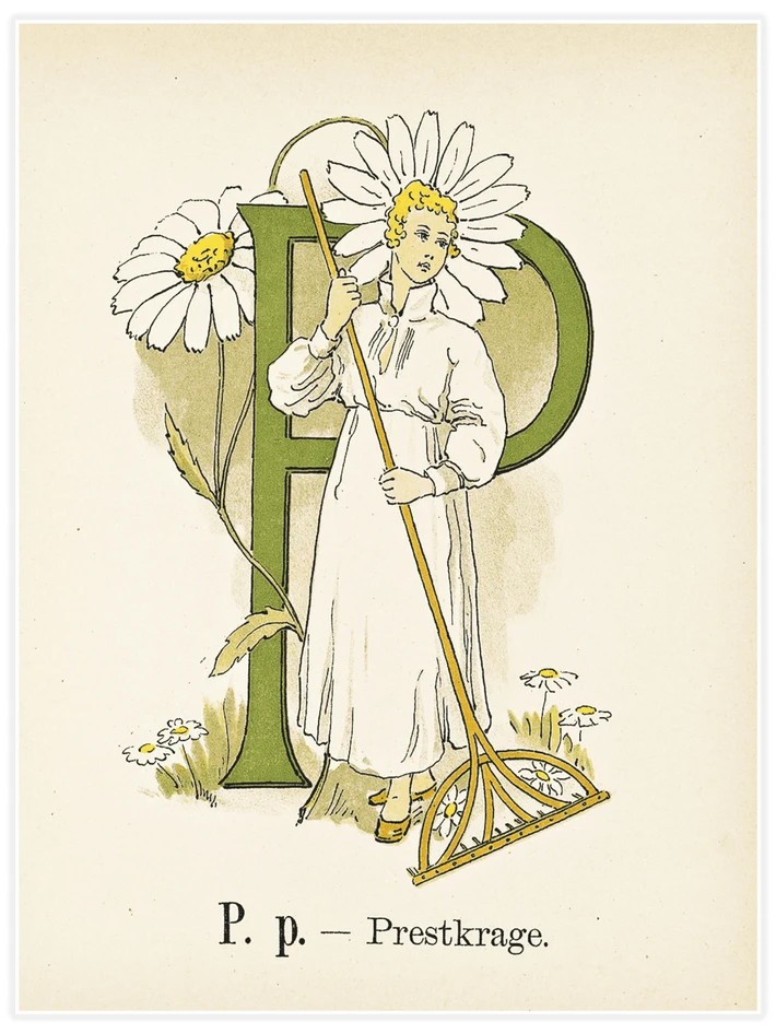 Prinsarnes blomsteralfabet - P - Poster