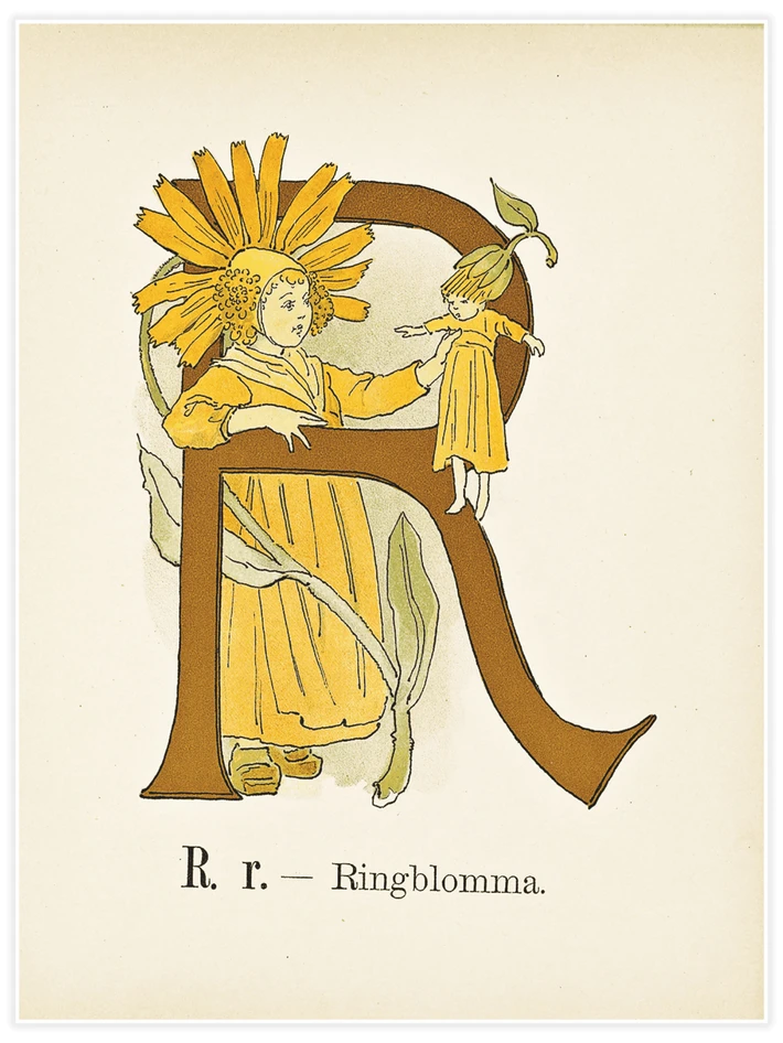 Prinsarnes blomsteralfabet - R - Poster