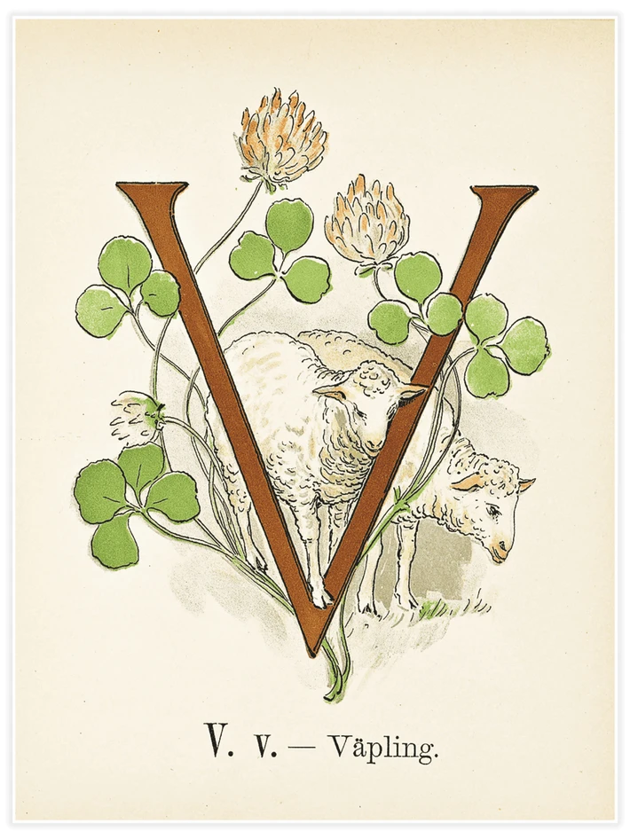 Prinsarnes blomsteralfabet - V - Poster