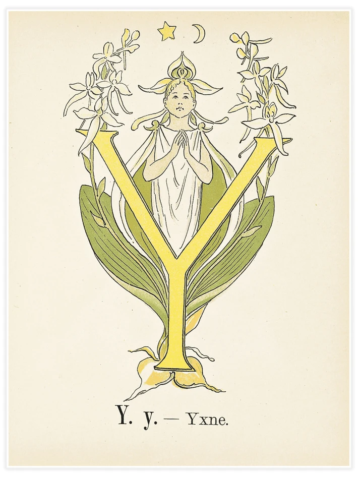 Prinsarnes blomsteralfabet - Y - Poster