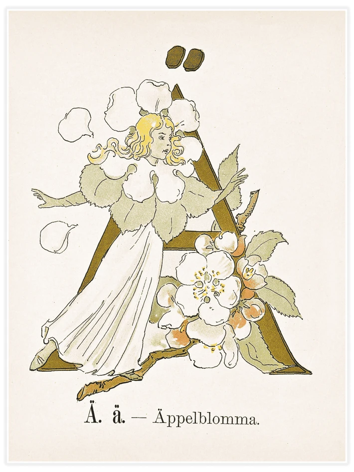 Prinsarnes blomsteralfabet - Ä - Poster