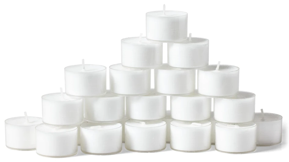 Velora - Värmeljus, 30-pack, H 2,4 Ø 3,8 cm, plastkopp, brinntid 6 h - Vit