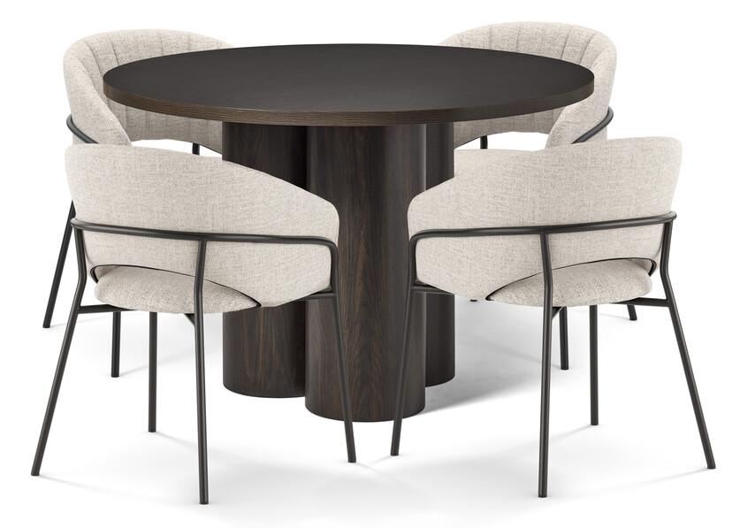 Truls - Matgrupp med 4 karmstolar Selina - Beige