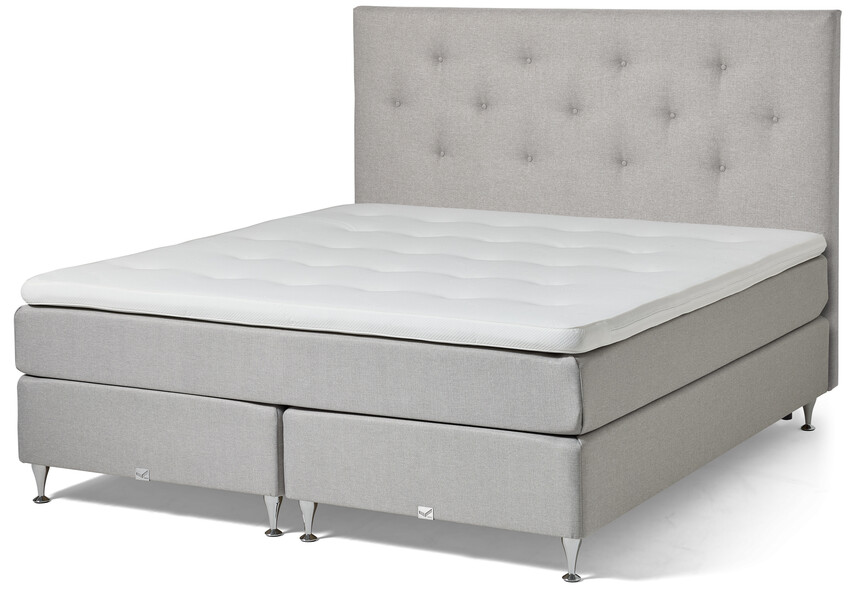Active - Kontinentalsäng, dubbelsäng med bäddmadrass Soft och Active pikerad sänggavel - Grå