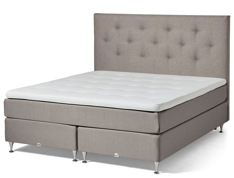 Active - Kontinentalsäng, dubbelsäng med bäddmadrass Soft och Active pikerad sänggavel - Brun