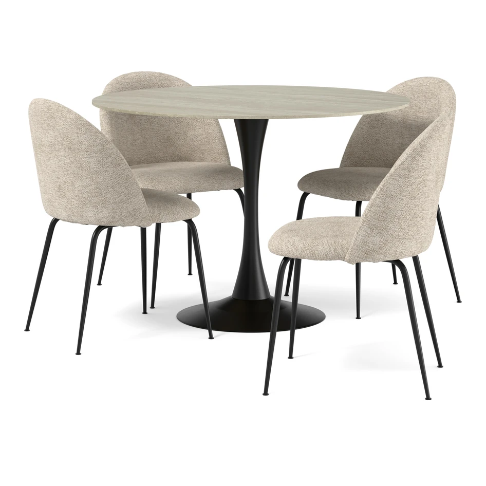 Kali - Matgrupp med 4 stolar Kiwi - Beige