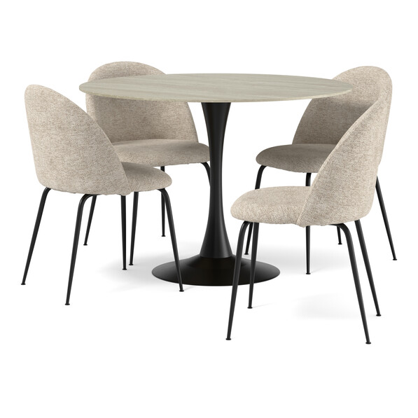 Kali - Matgrupp med 4 stolar Kiwi - Beige