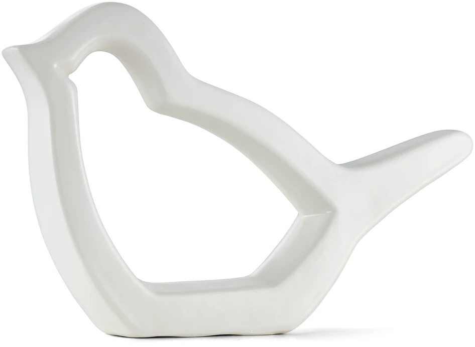 Fågel - Prydnadsföremål, L 22,5 B 4 H 14 cm - Vit