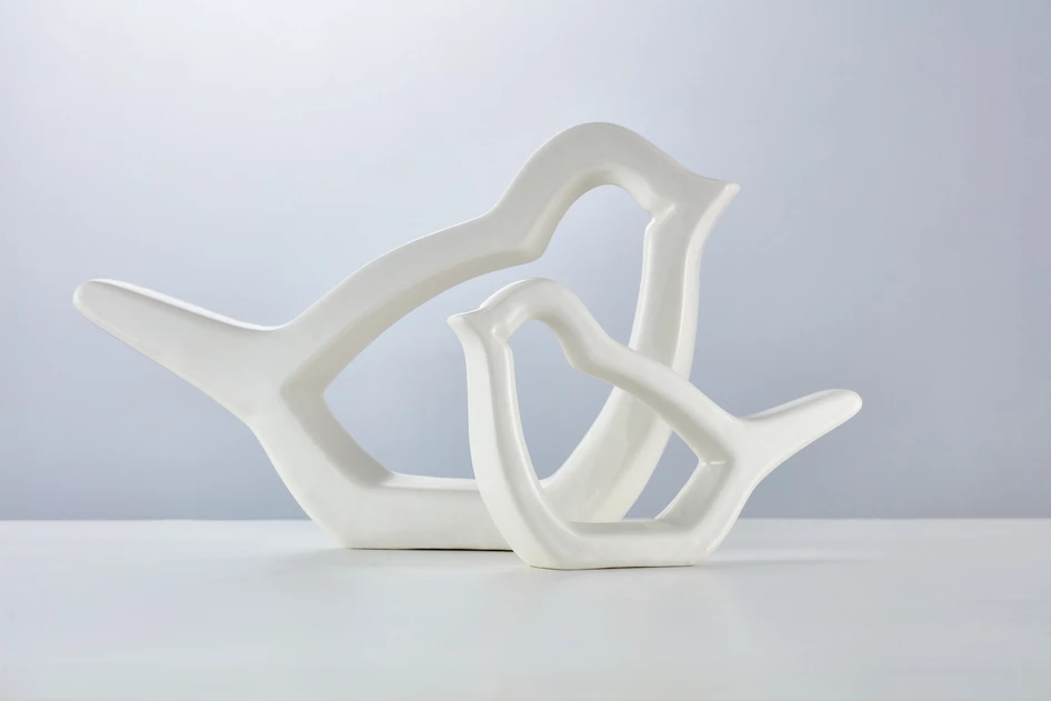 Fågel - Prydnadsföremål, L 22,5 B 4 H 14 cm - Vit