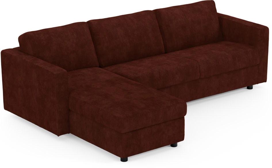 Lindö - Bäddsoffa 2,5-sits med schäslong, vändbar - Röd
