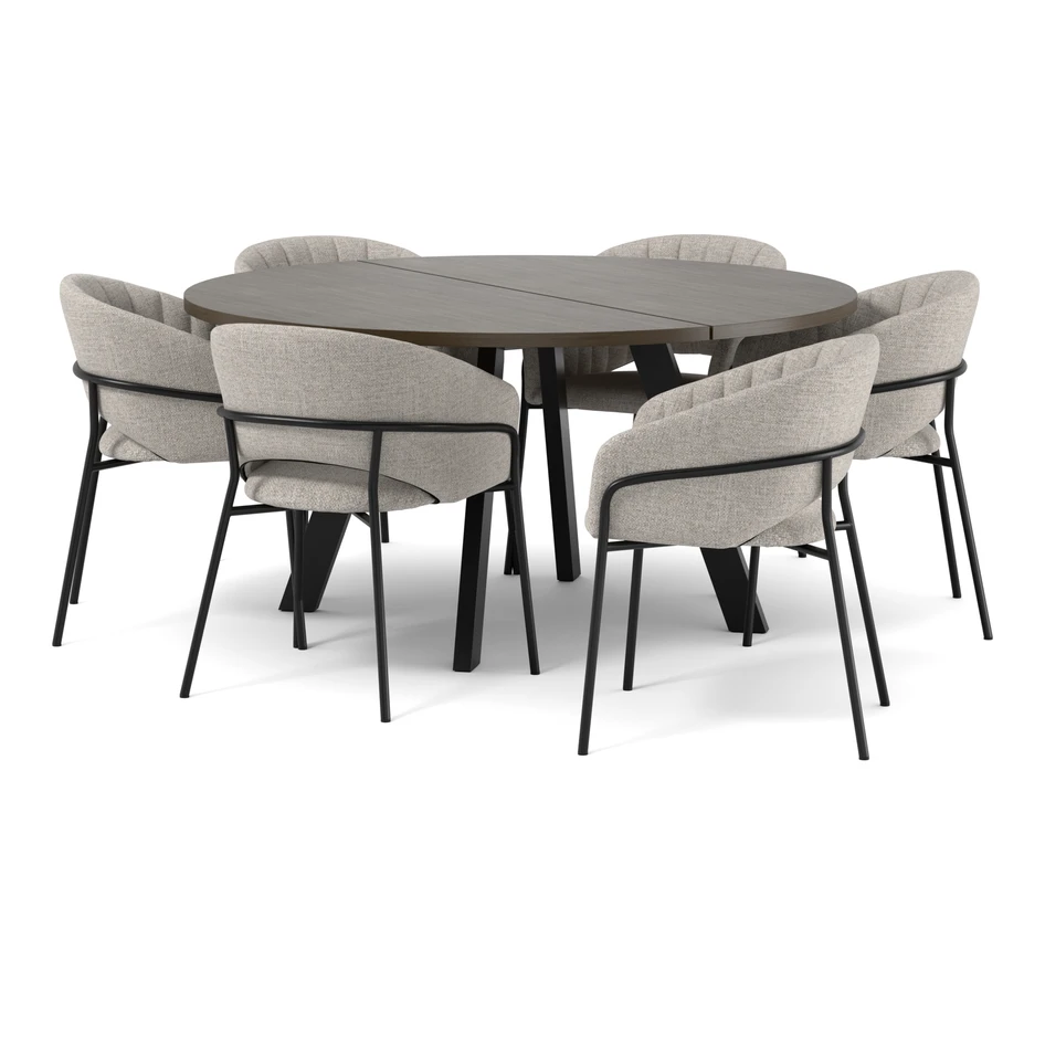 Nomad - Matgrupp med 6 karmstolar Selina - Beige