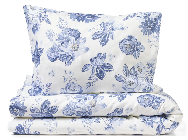 Rosanna - Påslakanset i bomullssatin - Blå