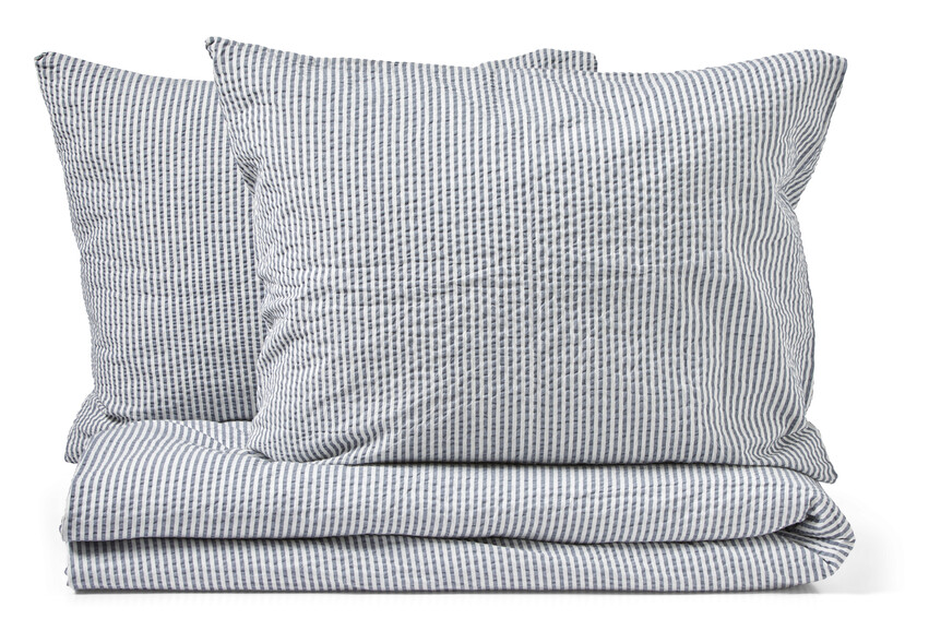 Madicken - Påslakanset i garnfärgad vävd bäckebölja, 3 delar - Blå