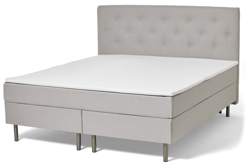 Ljusdal - Kontinentalsäng, dubbelsäng med bäddmadrass och pikerad sänggavel - Grå