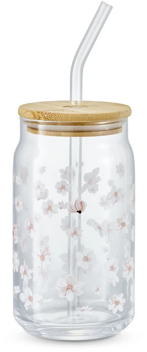 Limone, Glasmugg med lock och sugrör, H 14,2 Ø 7,5 cm, 40 cl