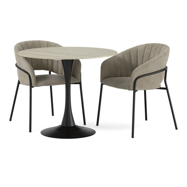 Kali - Matgrupp med 2 karmstolar Selina - Beige