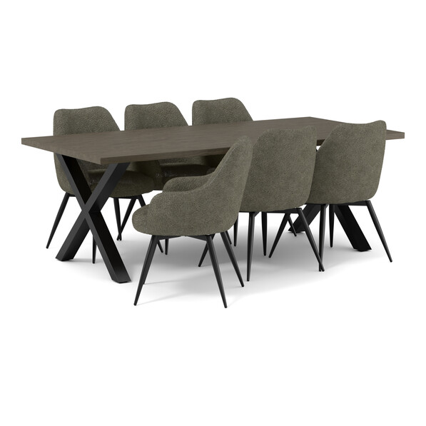 Eastwood - Matgrupp med 6 stolar Edin - Brun