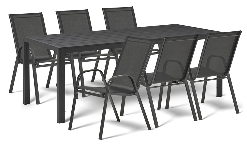 Village/Callisto - Utegrupp med bord och 6 karmstolar - Svart