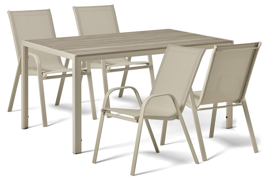 Village/Callisto - Utegrupp med bord och 4 karmstolar - Beige