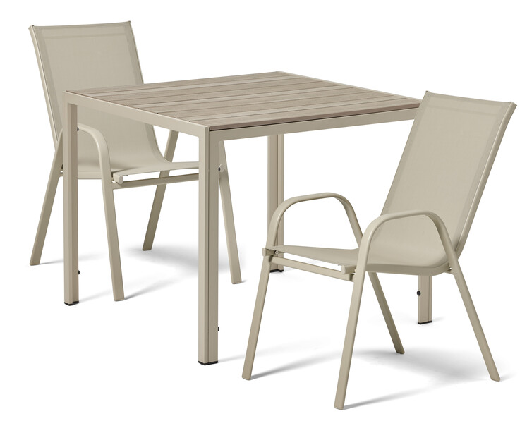 Village/Callisto - Utegrupp med bord och 2 karmstolar - Beige