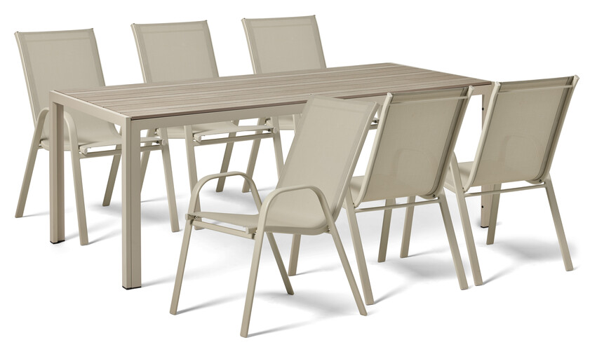 Village/Callisto - Utegrupp med bord och 6 karmstolar - Beige
