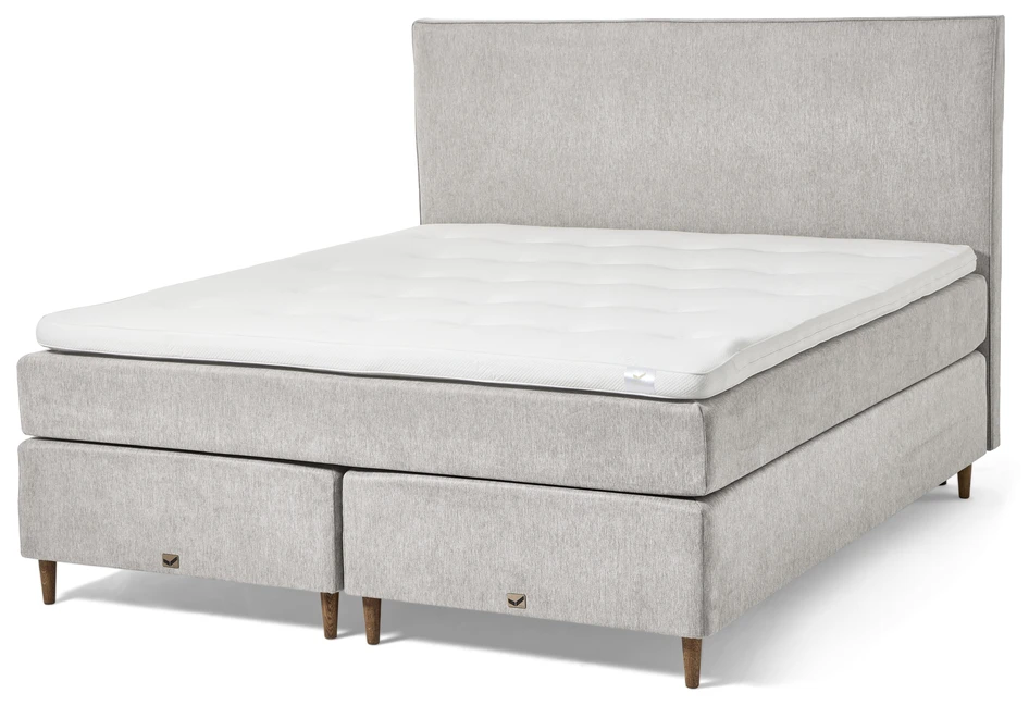Active Comfort - Kontinentalsäng, dubbelsäng med bäddmadrass och slät sänggavel - Grå