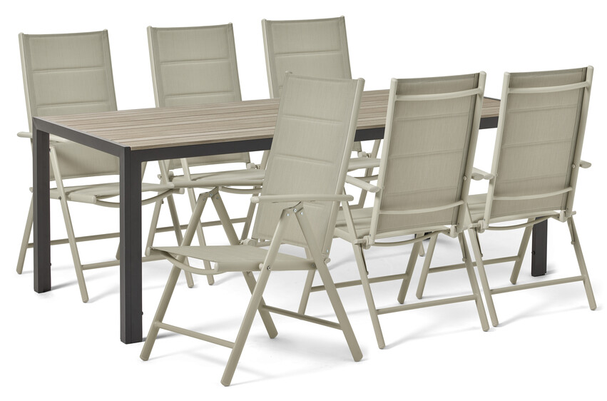 Village/Lazio - Utegrupp med bord och 6 positionsstolar - Beige