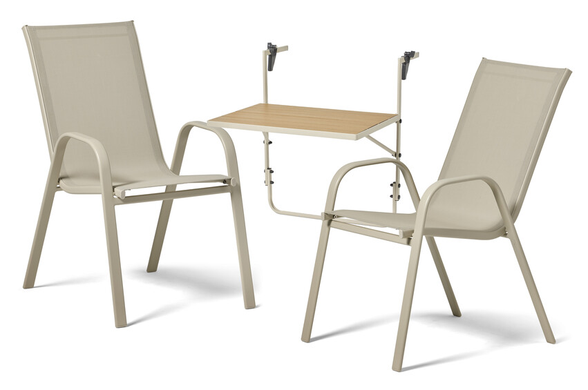 Piccolo/Callisto - Utegrupp med bord och 2 karmstolar - Beige