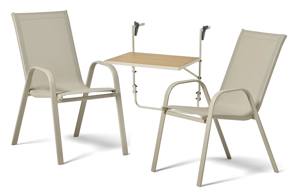 Piccolo/Callisto - Utegrupp med bord och 2 karmstolar - Beige