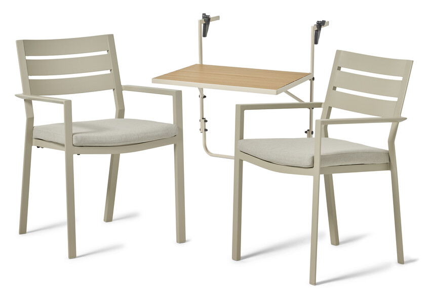 Piccolo/Arrow - Utegrupp med bord och 2 karmstolar - Beige