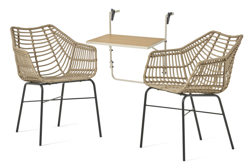 Piccolo/Forza - Utegrupp med bord och 2 karmstolar - Beige