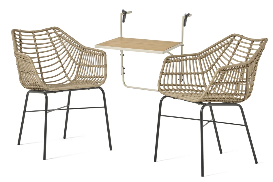 Piccolo/Forza - Utegrupp med bord och 2 karmstolar - Beige