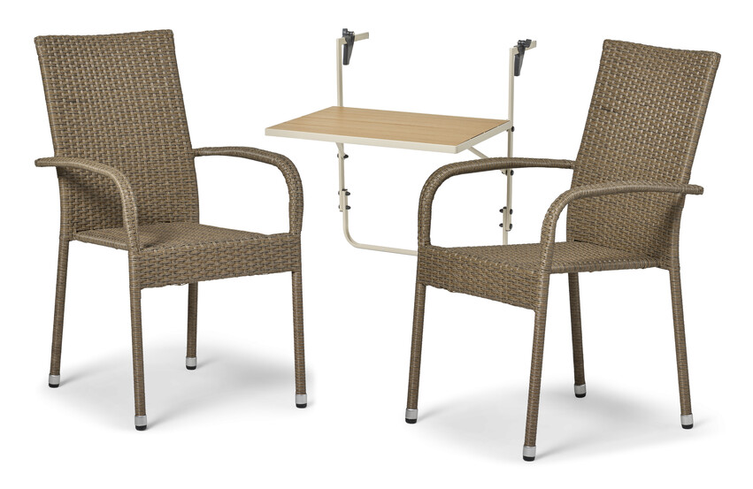 Piccolo/Village - Utegrupp med bord och 2 karmstolar - Beige