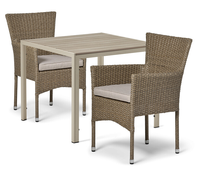 Village - Utegrupp med bord och 2 fåtöljer - Beige