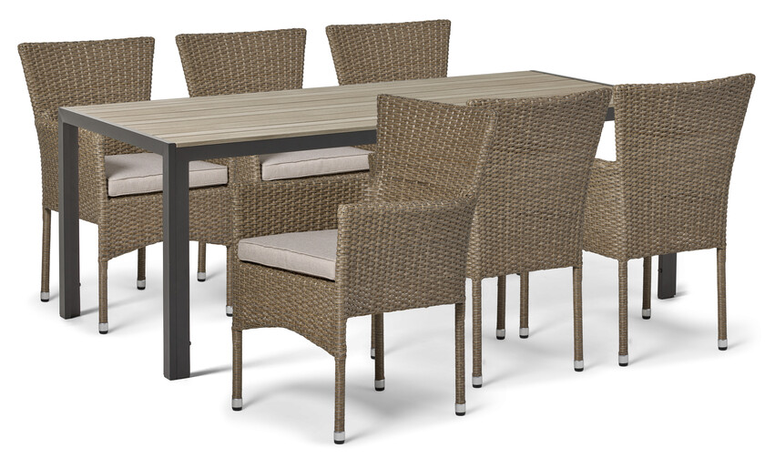 Village - Utegrupp med bord och 6 fåtöljer - Svart