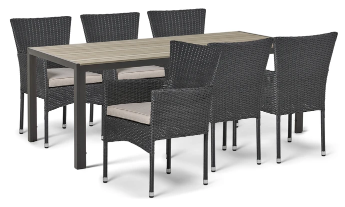 Village, Utegrupp med bord och 6 fåtöljer